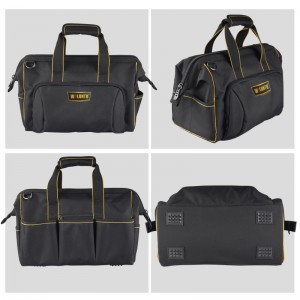 15-inch Customized Logo tool bag, Water Proof Heavy Duty Bag ,Wide Mouth Storage Tool Bag with Adjustable Shoulder Strap;