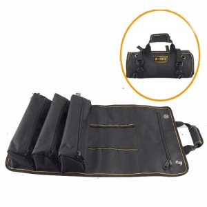 WOLUNTU® 1200D Tool roll pouch coiling block tool bag Roll Up Pouch black Coiling Block Bag Rolling Organizer