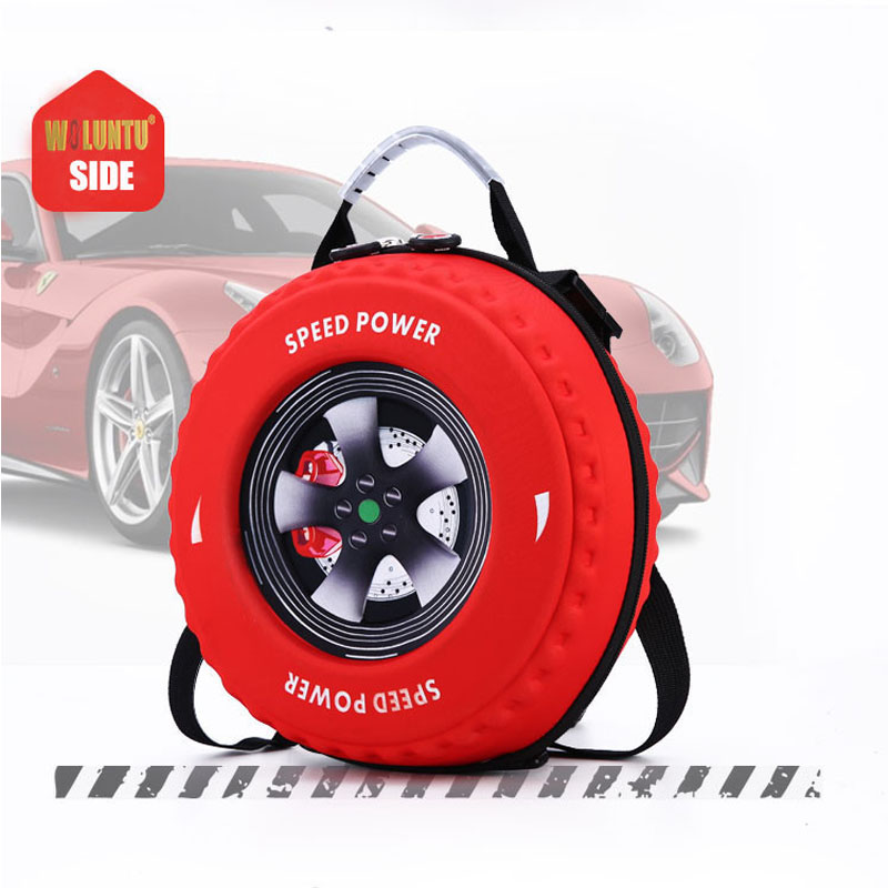 New-3D-Cartoon-Car-Tire-Shape-Backpack-Children-Zipper-Bag-Schoolbag-for-Side