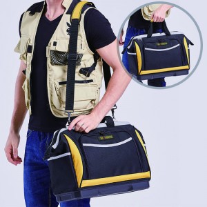 High quality waterproof Portable engineer canvas heavy duty electrician tools bag Shoulder Electrician bag plastic bottom