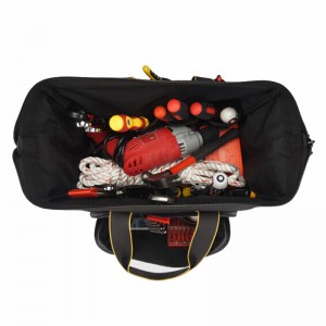 15-inch Customized Logo tool bag, Water Proof Heavy Duty Bag ,Wide Mouth Storage Tool Bag with Adjustable Shoulder Strap;