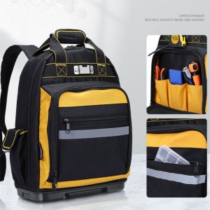 15-Pocket Multi-functional Heavy-Duty Tool Backpack, ABS Plastic of thichended Material Hard bottom strong Waterproof and Puncture Proof, Padded Back Support, Jobsite Ready: Electricians, Plumbers, Contractors, HVAC.High Quality tools bag;total pockets to easily keep everything organized.