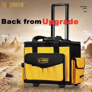 Effort saving pull rod Electrician tools bag Portable  Multi-function Trolley Roller type hardware tools bag Canvas tools bag; functional Large Capacity Tools Bag Work Heavy Duty Wheels Tool Bag Trolley.