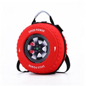 2019  New 3D Cartoon Car Tire Shape Backpack Children Zipper Bag Schoolbag for ABS Material Red