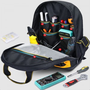 15-Pocket Multi-functional Heavy-Duty Tool Backpack, ABS Plastic of thichended Material Hard bottom strong Waterproof and Puncture Proof, Padded Back Support, Jobsite Ready: Electricians, Plumbers, Contractors, HVAC.High Quality tools bag;total pockets to easily keep everything organized.