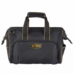 17-inch tool Bag Wide Open Mouth Organizer Storage Tool  Bag with Adjustable Shoulder Strap  Black and yellow