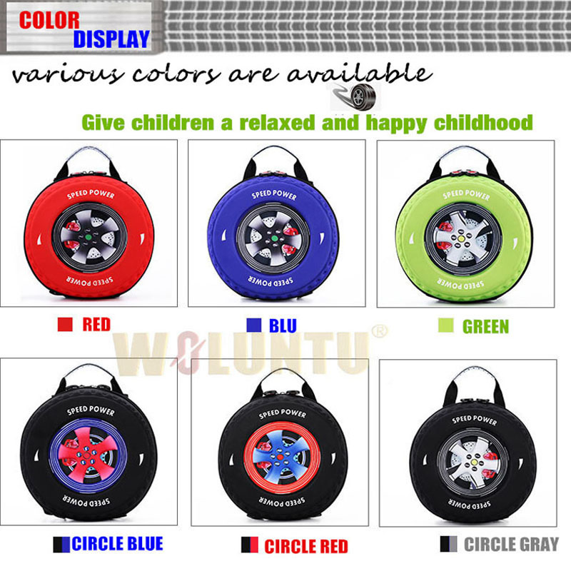 New-3D-Cartoon-Car-Tire-Shape-Backpack-Children-Zipper-Bag-Schoolbag-for-ABS-Material-4-colors