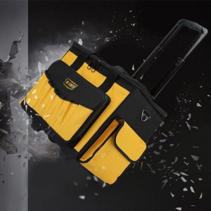 Effort saving pull rod Electrician tools bag Portable  Multi-function Trolley Roller type hardware tools bag Canvas tools bag; functional Large Capacity Tools Bag Work Heavy Duty Wheels Tool Bag Trolley.